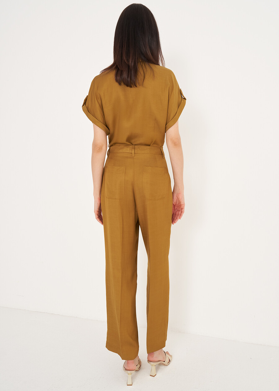 Pantaloni Paolo In Misto Lino VERDE OLIO Donna , immagine n. 6