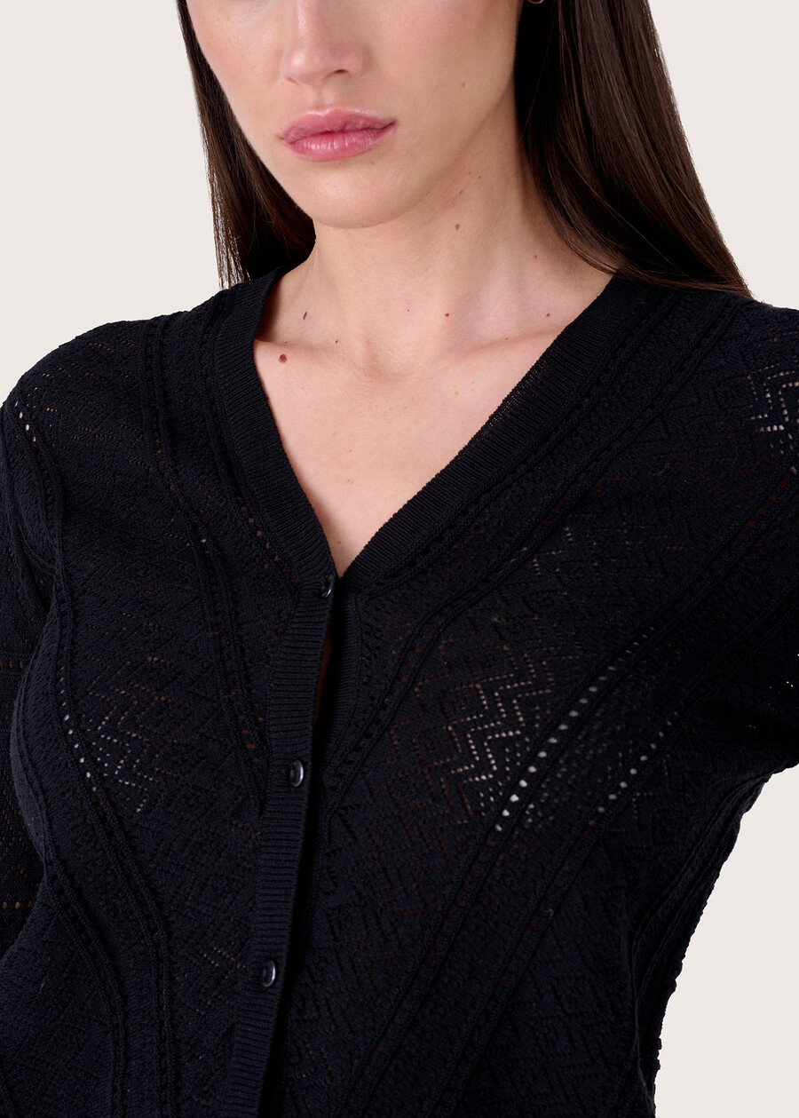 Cardigan traforato Cook 100% cotone NERO Donna , immagine n. 2