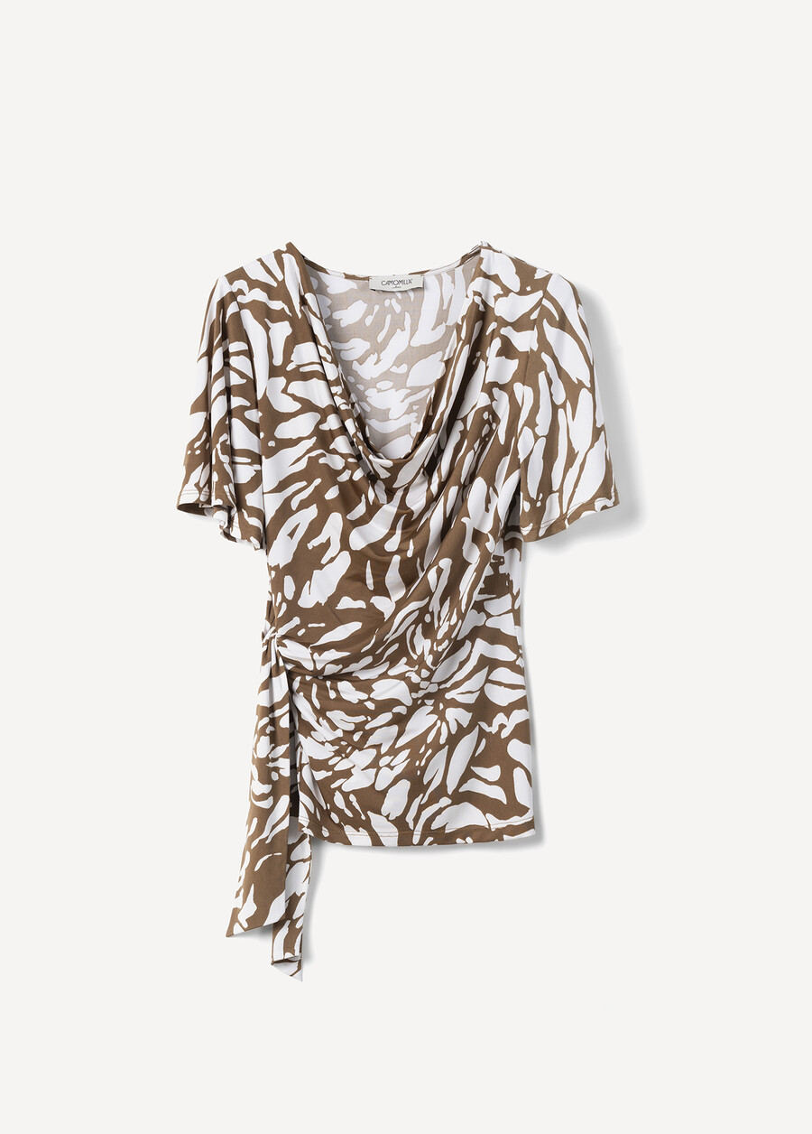 Salina Bicolor Printed T-shirt BEIGE LATTE Woman , image number 4