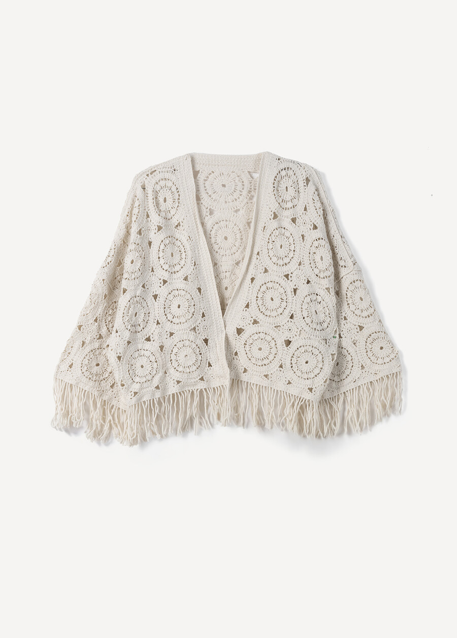 Cardigan Criss In Crochet BIANCO BURRONERO BLACK Donna , immagine n. 5