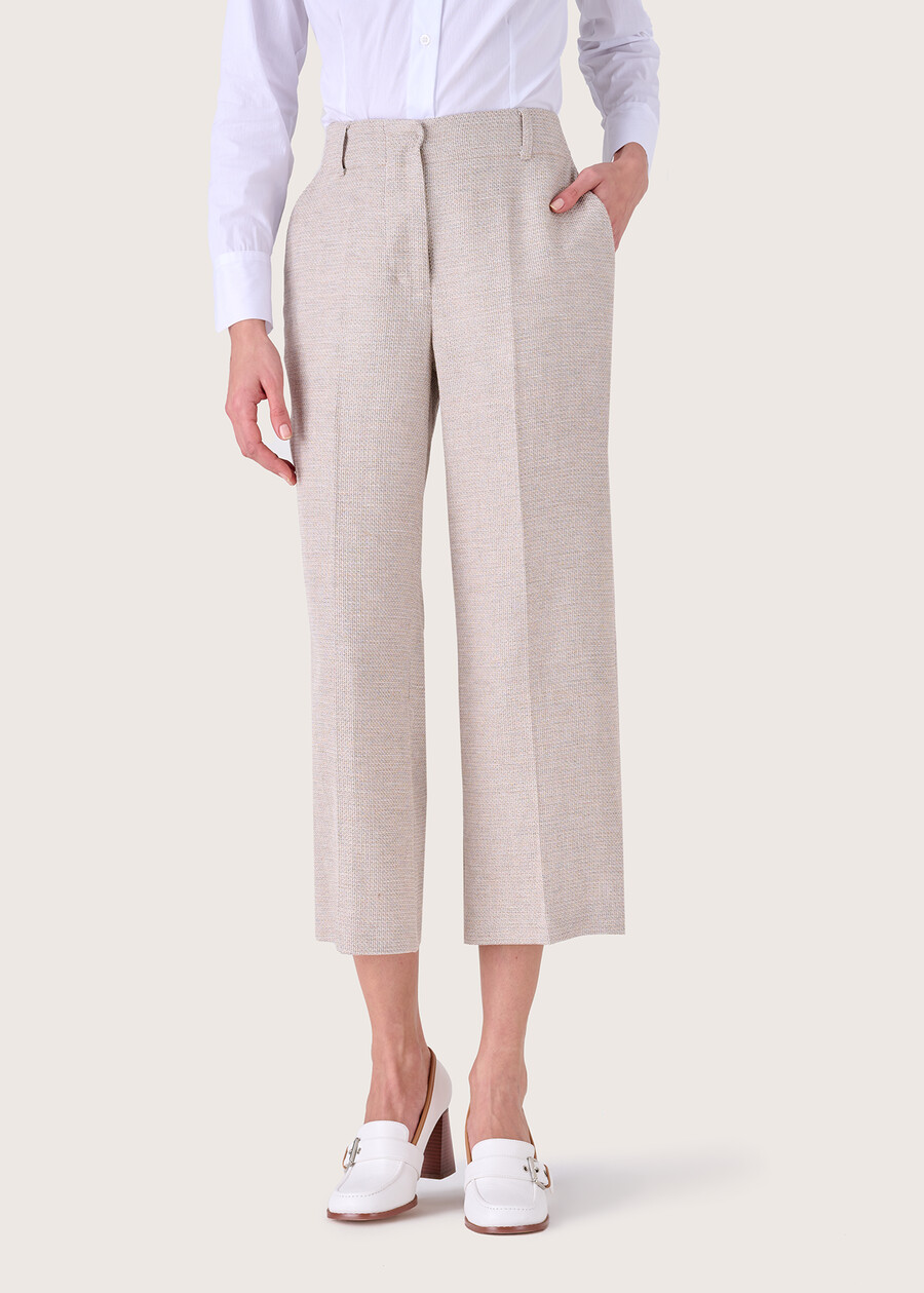 Sara mat effect trousers BEIGE Woman , image number 2