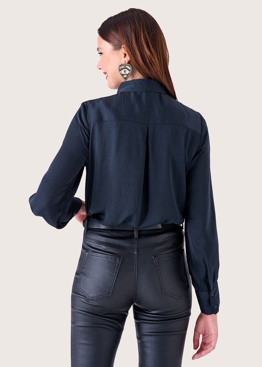 Conny satin effect blouse NERO BLACKBLU AQUAMARINE Woman , image number 3
