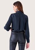 Conny satin effect blouse NERO BLACKBLU AQUAMARINE Woman image number 3