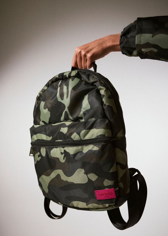 Benny camouflage nylon backpack VERDE SALVIA Woman null