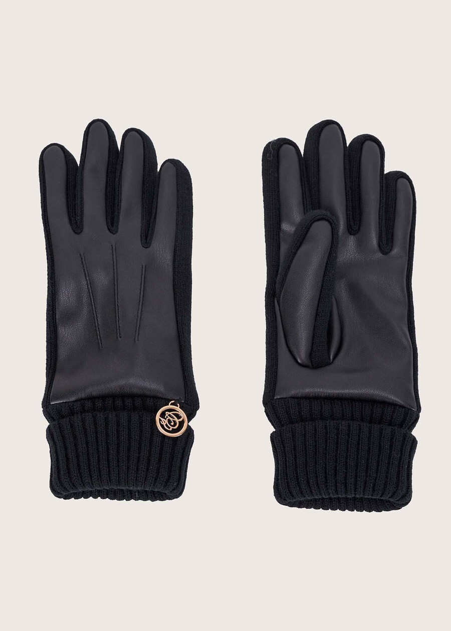 Guanti Goose in ecopelle e maglia NERO BLACK Donna , immagine n. 2