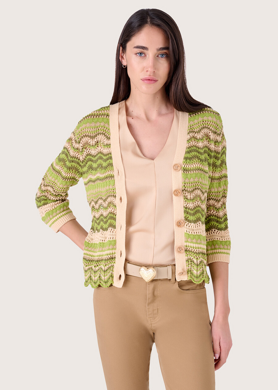 Colin 100% cotton cardigan BEIGE SAFARI Woman , image number 1