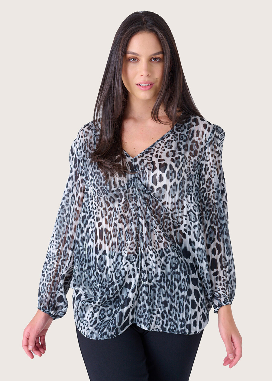 Maglia Stefania in georgette GRIGIO LUNA Donna , immagine n. 1