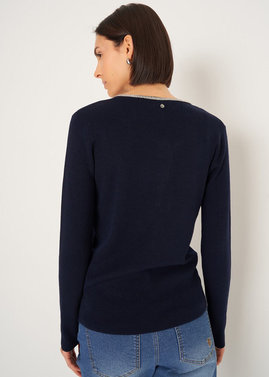 Maglia Marcy con strass e bottoni gioiello BLU Donna , immagine n. 3