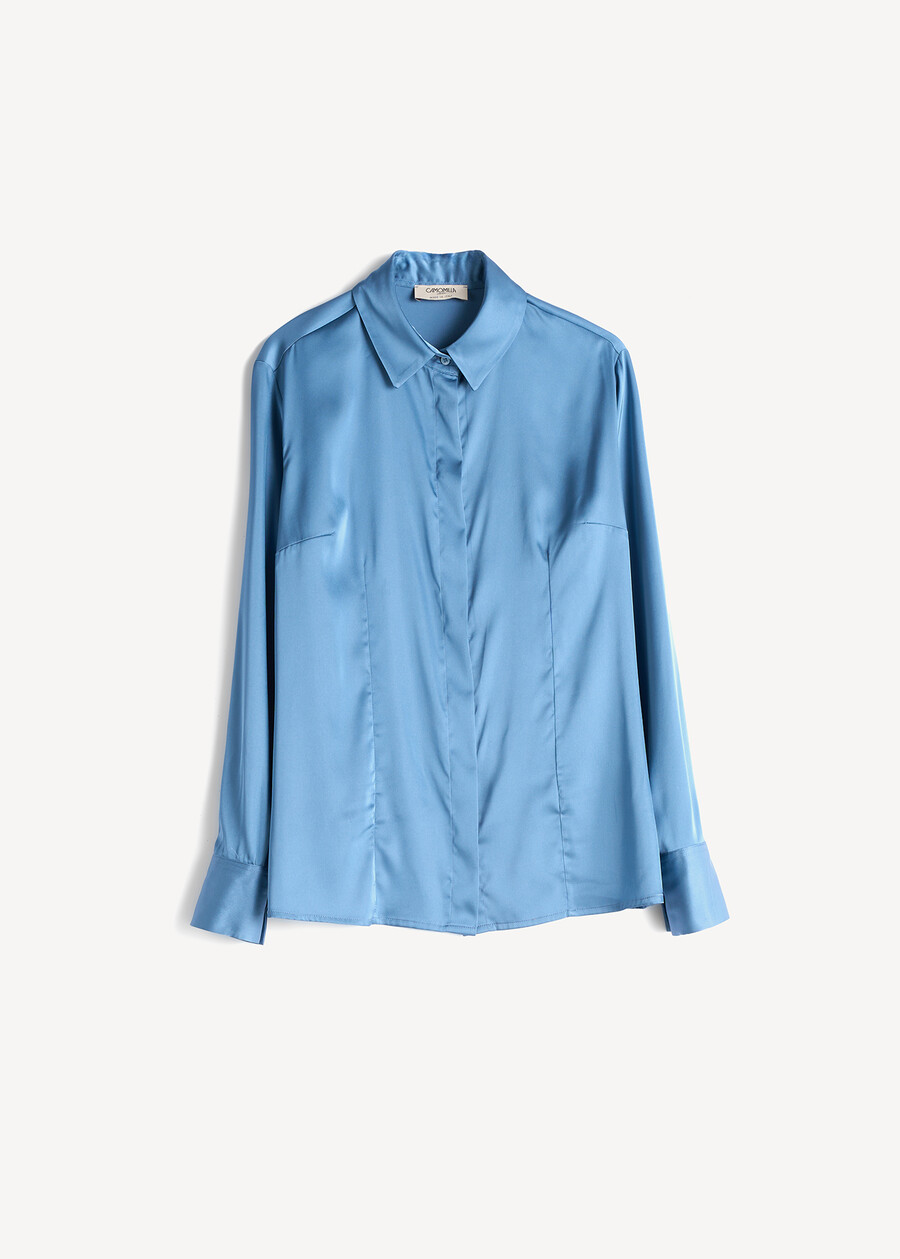 Camicia Alessia in satin MARRONEVERDE GARDENAZZURO AZZURRO Donna , immagine n. 5