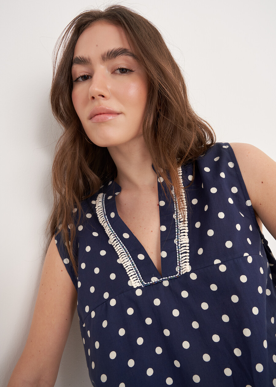 Abito Aloha In Cotone Pois BLUE OLTREMARE Donna , immagine n. 2