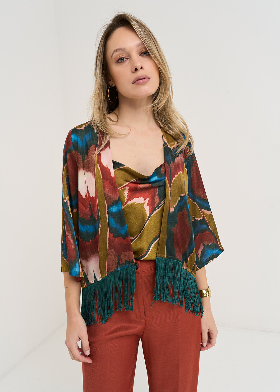 Conrad Africa print shrug VERDE Woman , image number 1