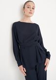 Blusa Boho in georgette BLUE OLTREMARE  Donna immagine n. 2