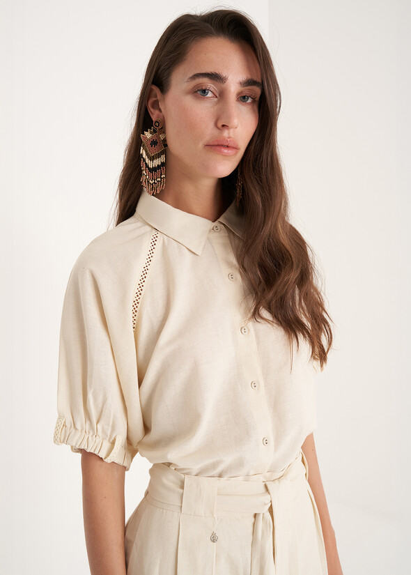 Camicia Catty in viscosa e lino
 BIANCO BURRO Donna null