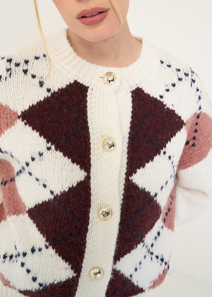 Cand argyle cardigan with gold buttons WINROBEIGE LATTE Woman , image number 2