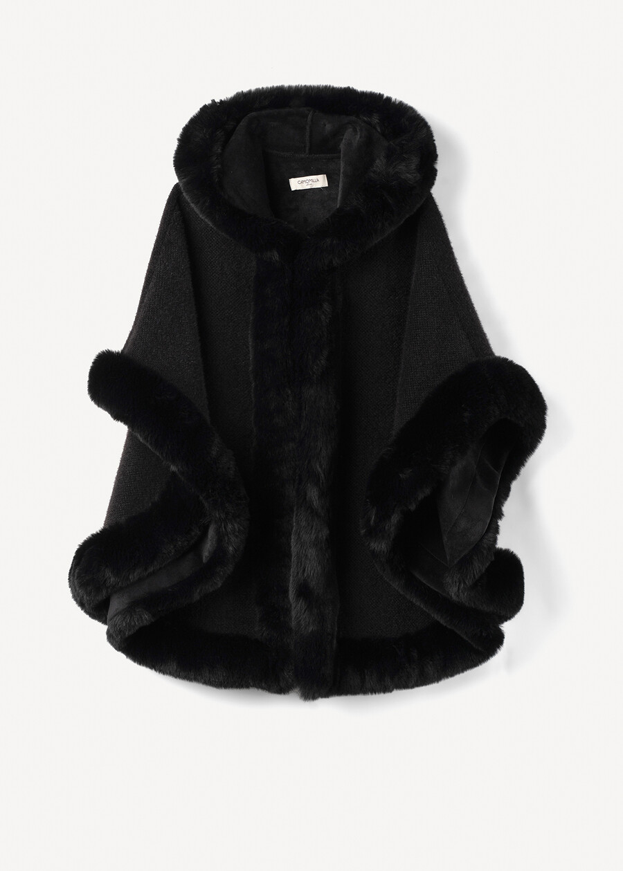 Mantella Moyra in maglia ed ecopelliccia NERO BLACKBEIGE LATTE Donna , immagine n. 4