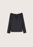 Sibilla satin fabric blouse NERO BLACKROSA ROMANTICO Woman image number 4