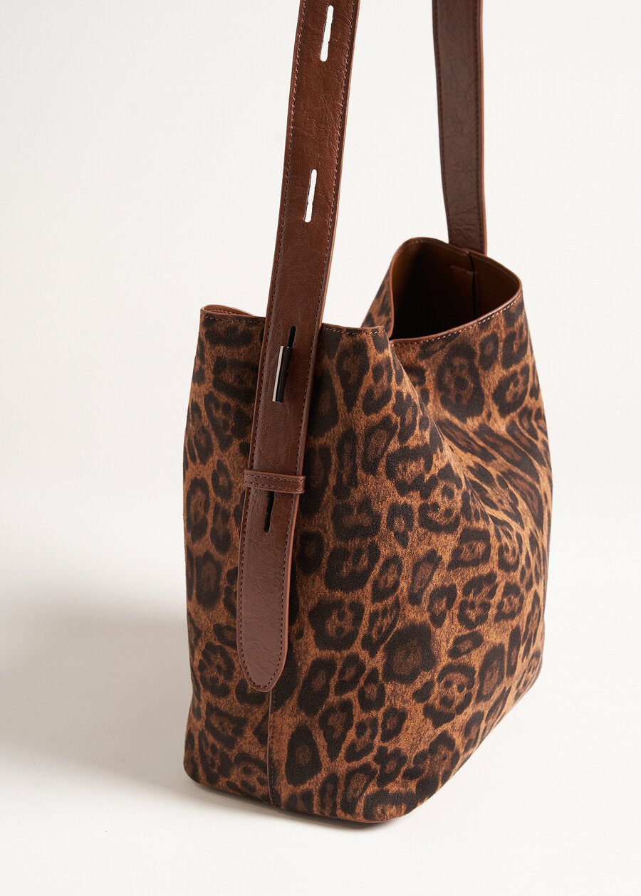 Brooke animalier faux suede bucket bag MARRONE CARAMELLO Woman , image number 2