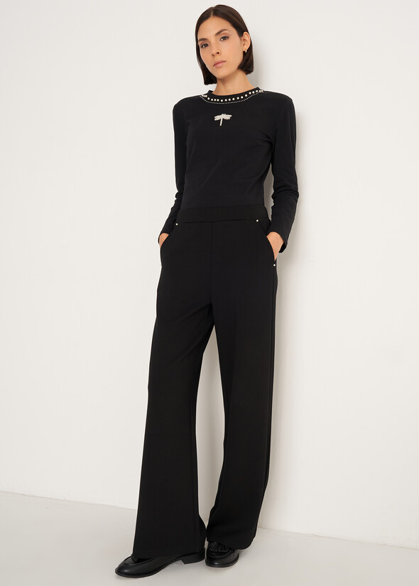 Pantaloni Pablo in maglia con perle NERO BLACK Donna null