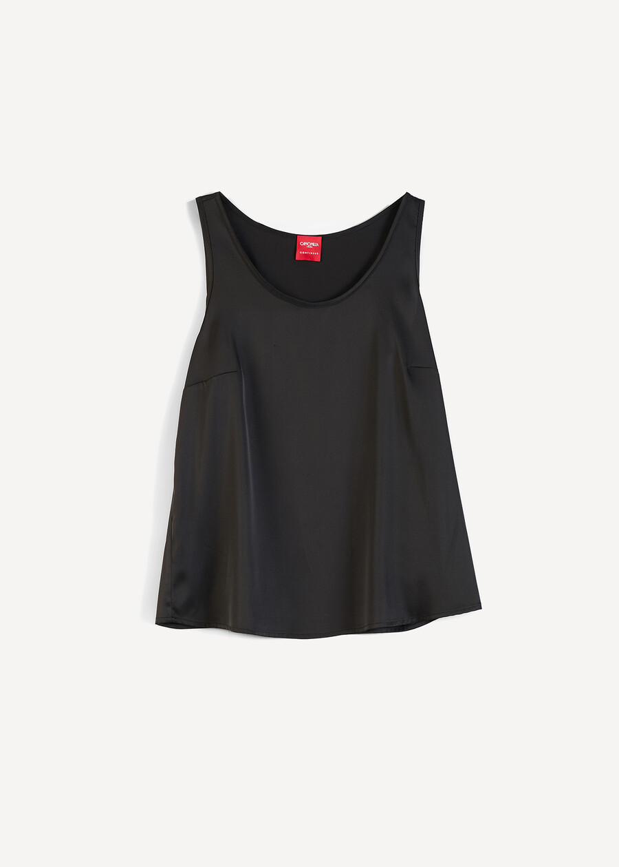 Teresa satin sleeveless top NERO BLACKBIANCO WHITEBLU Woman , image number 6