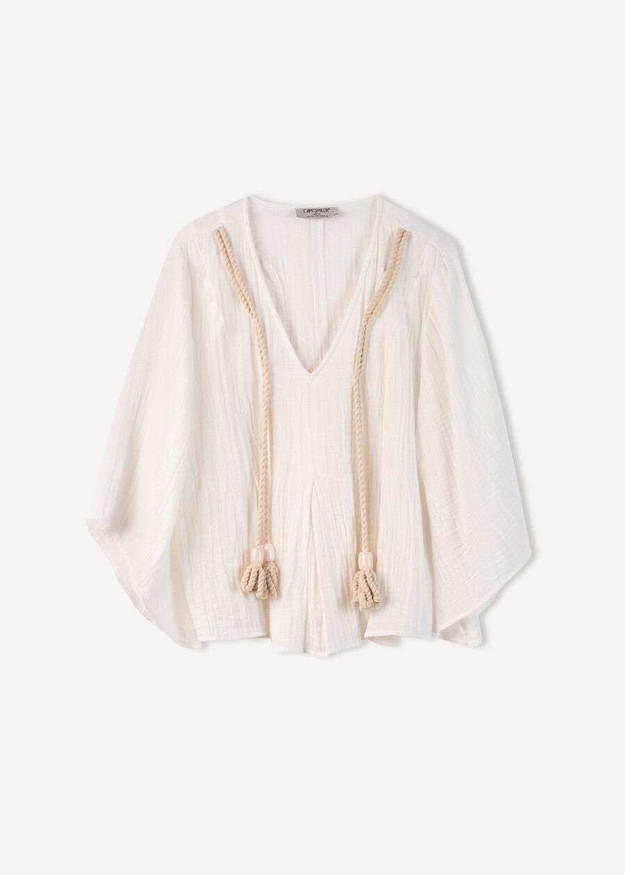 Blusa Betsy cotone e volant BIANCO WHITE Donna , immagine n. 5