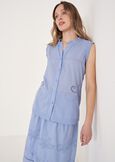 Tyra 100% Cotton Embroidered Top BIANCO WHITEBLU CELESTE Woman image number 1