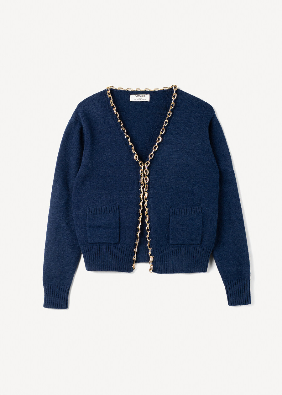 Crimea cardigan with gold chain BLU MIDNIGHTVIOLA VINACCIA Woman , image number 4