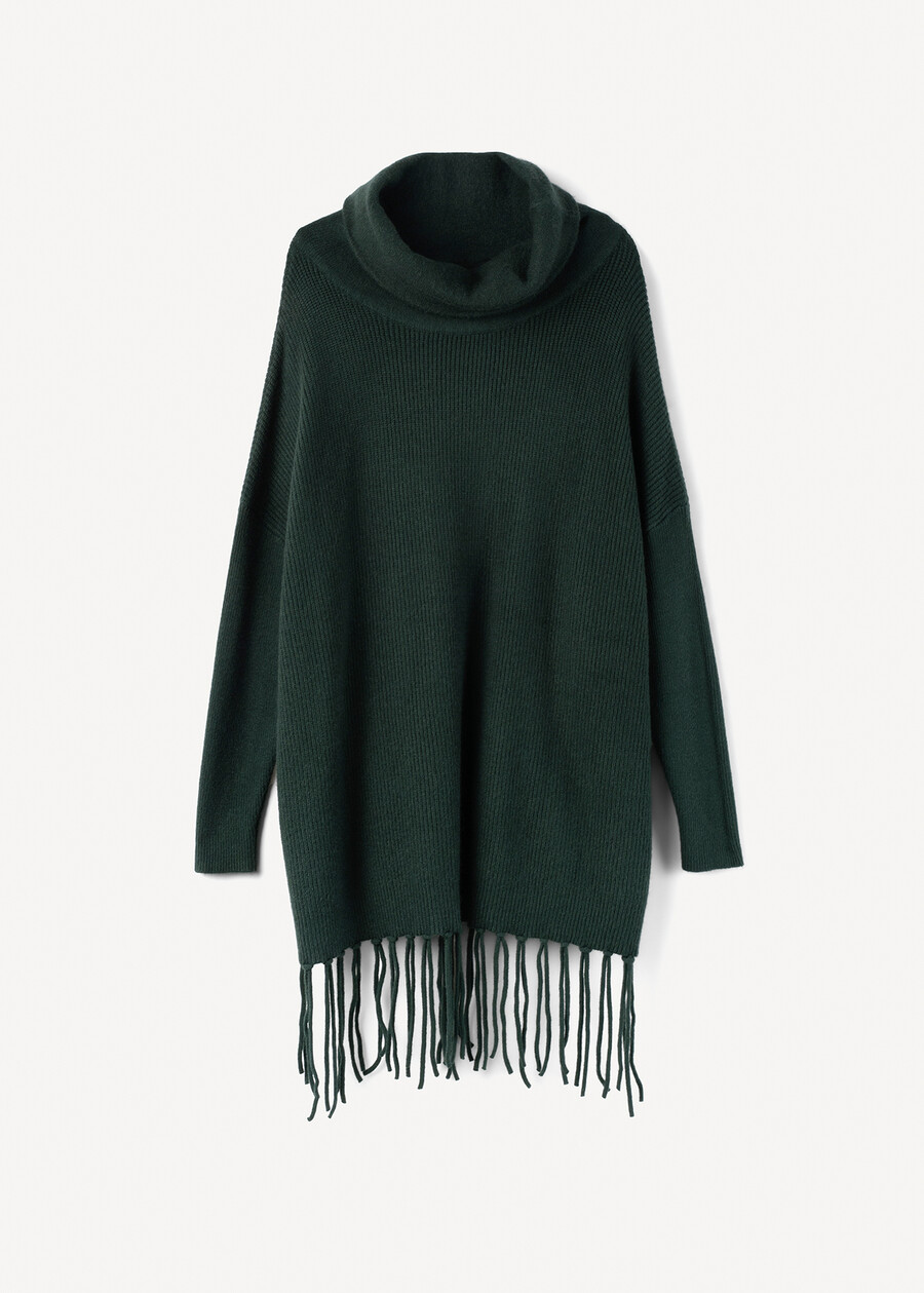 Medea cowl-neck sweater with fringes VERDE FORESTA Woman , image number 5