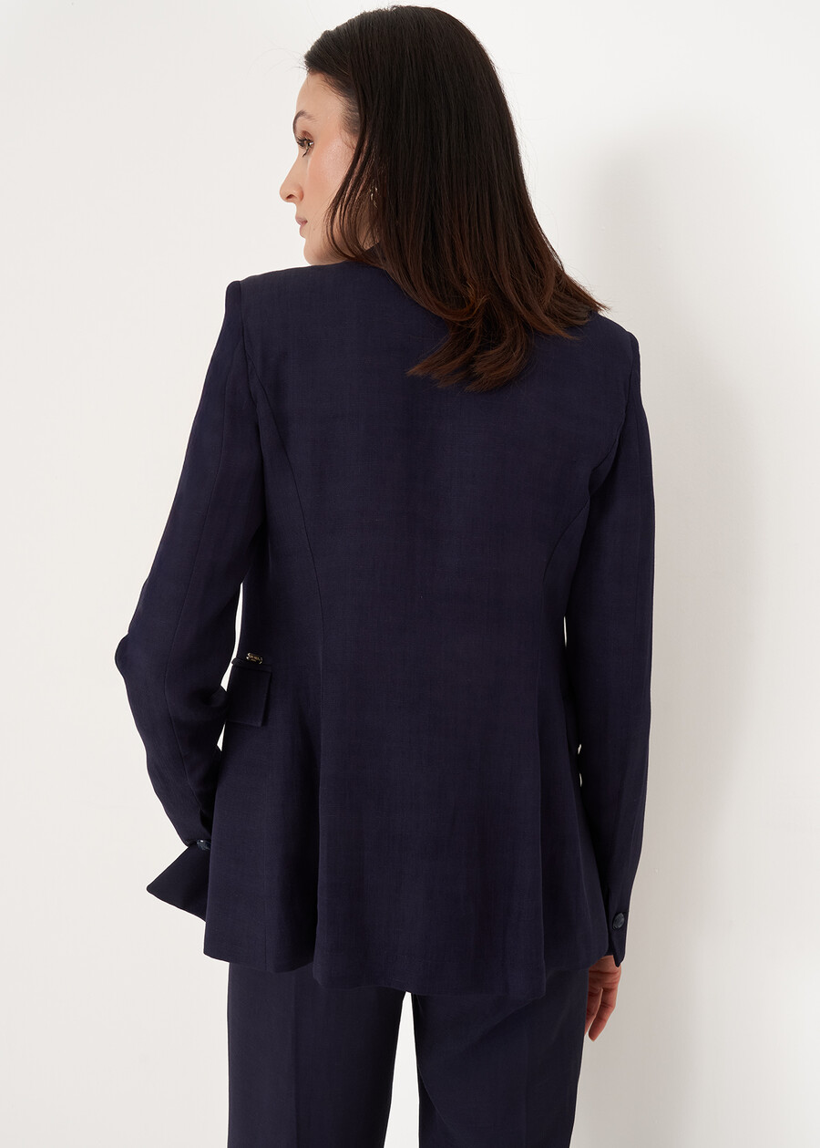 Giuliet linen-viscose blazer BLUBIANCO WHITE Woman , image number 4