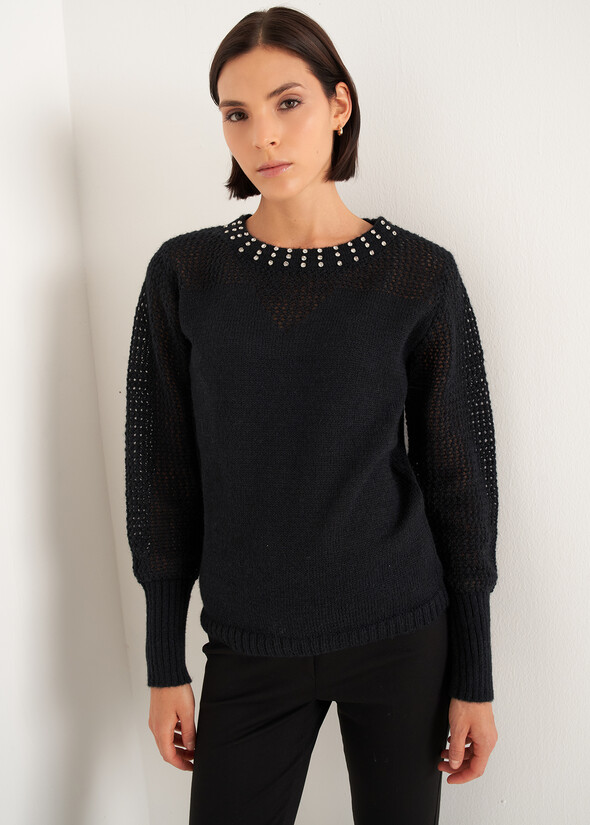 Magnolia mohair sweater with rhinestones Magnolia mohair sweater with rhinestones NERO BLACK Woman null