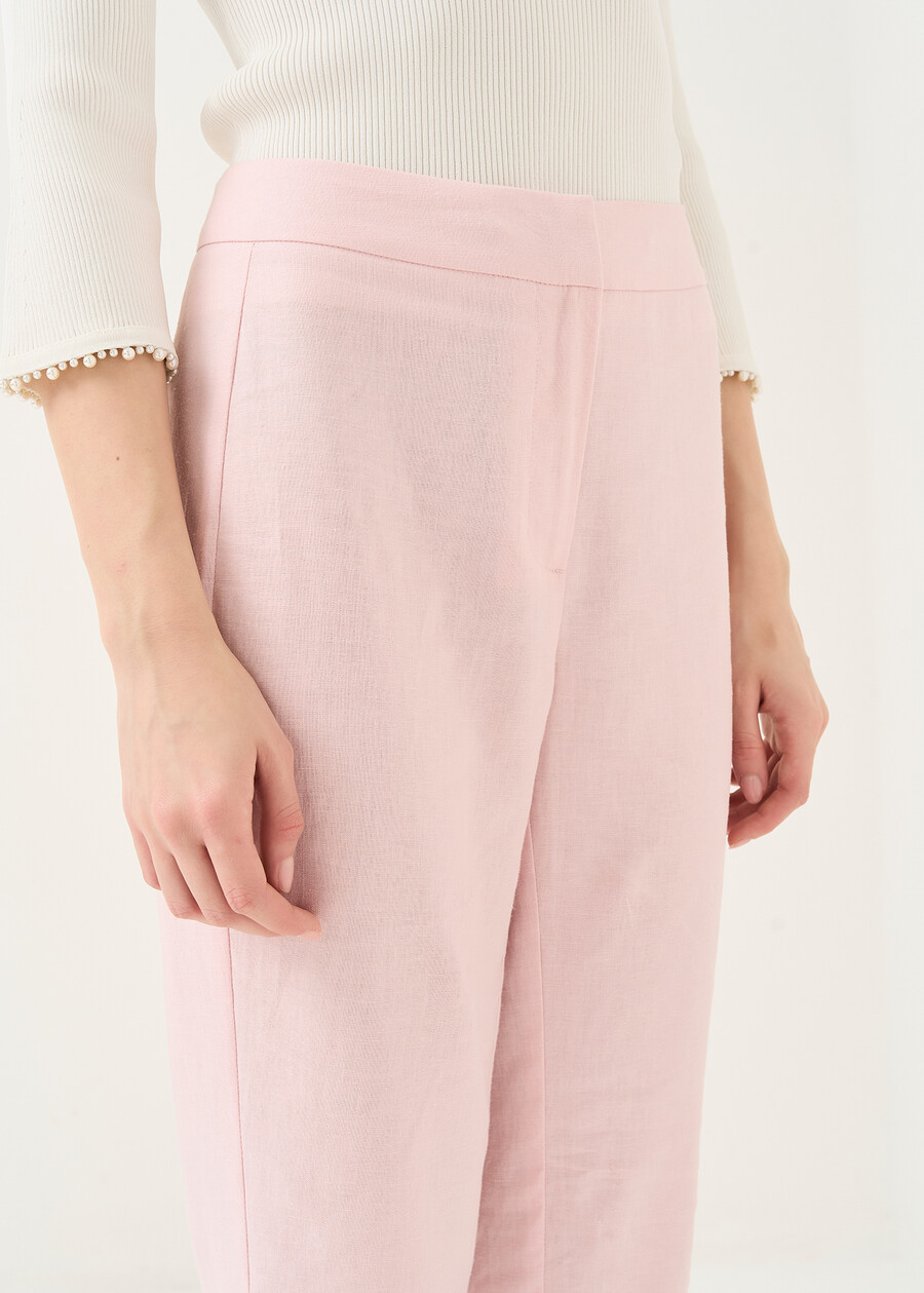 Pantaloni Giorgia-O in misto lino ROSABIANCO WHITE Donna , immagine n. 4