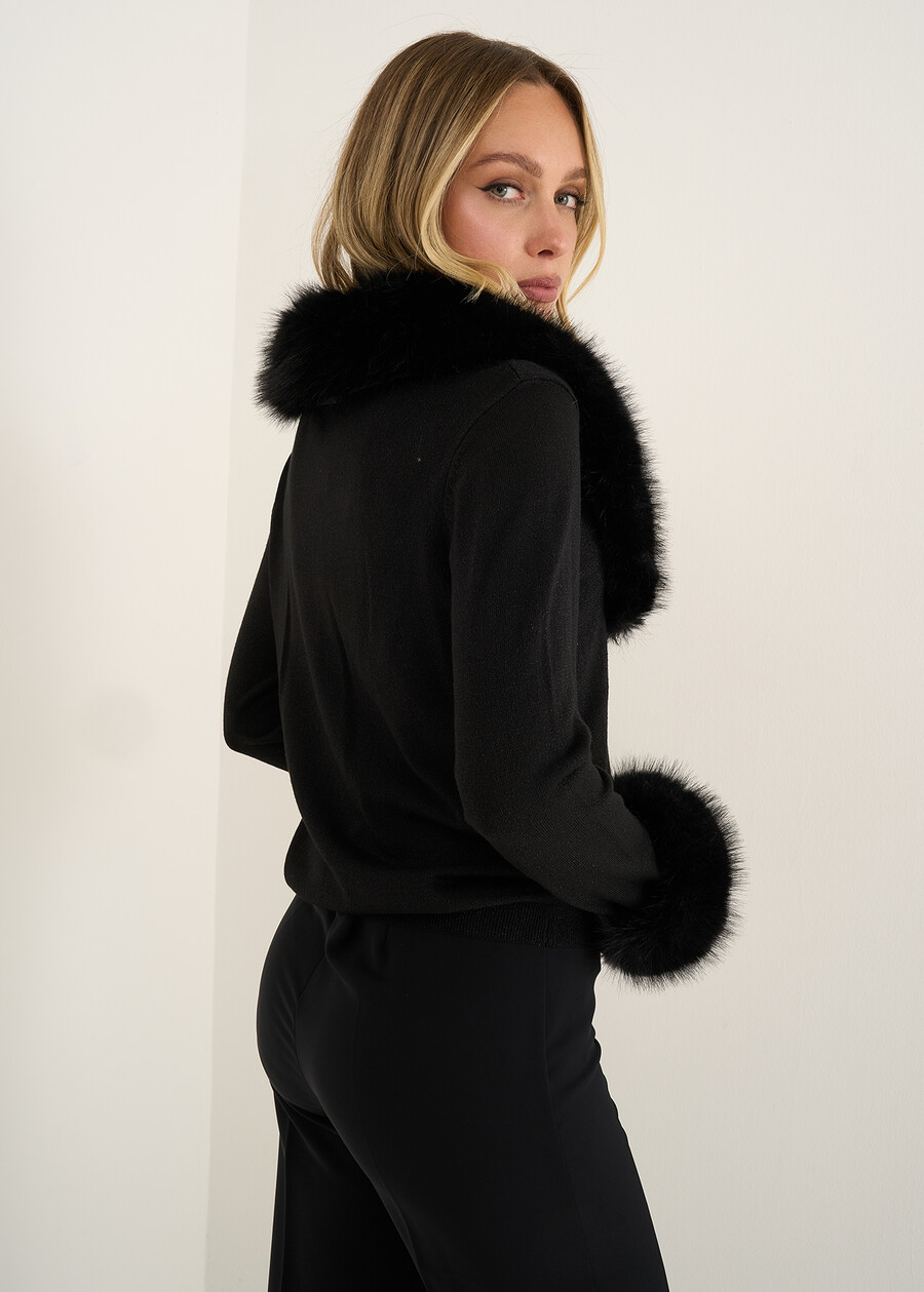 Cardigan Colett con ecopelliccia NERO BLACKGOLD Donna , immagine n. 4