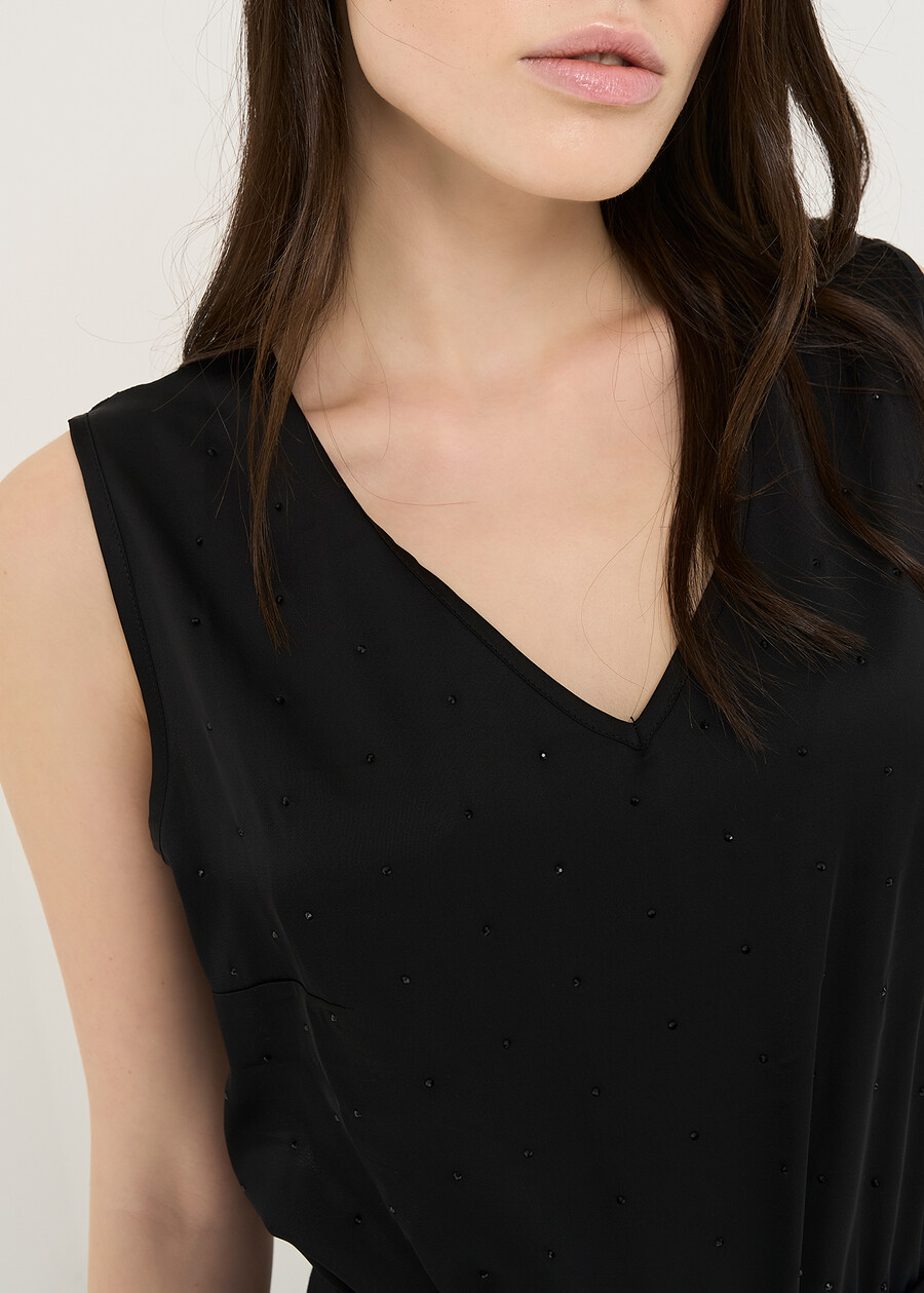 Tymon strass and lace top BEIGENERO BLACK Woman , image number 2