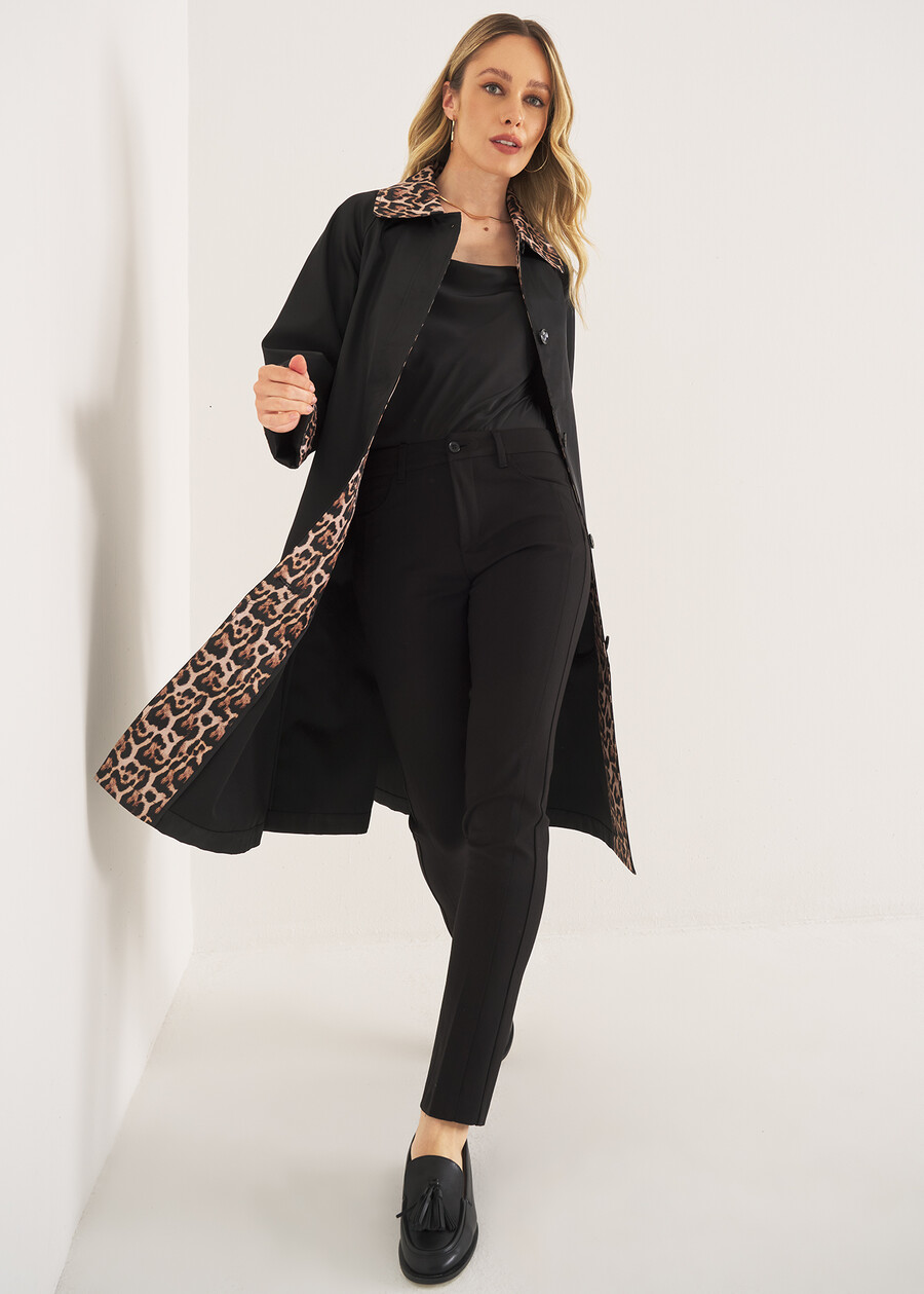 Thom trench coat with animal-print details NERO BLACK Woman , image number 3
