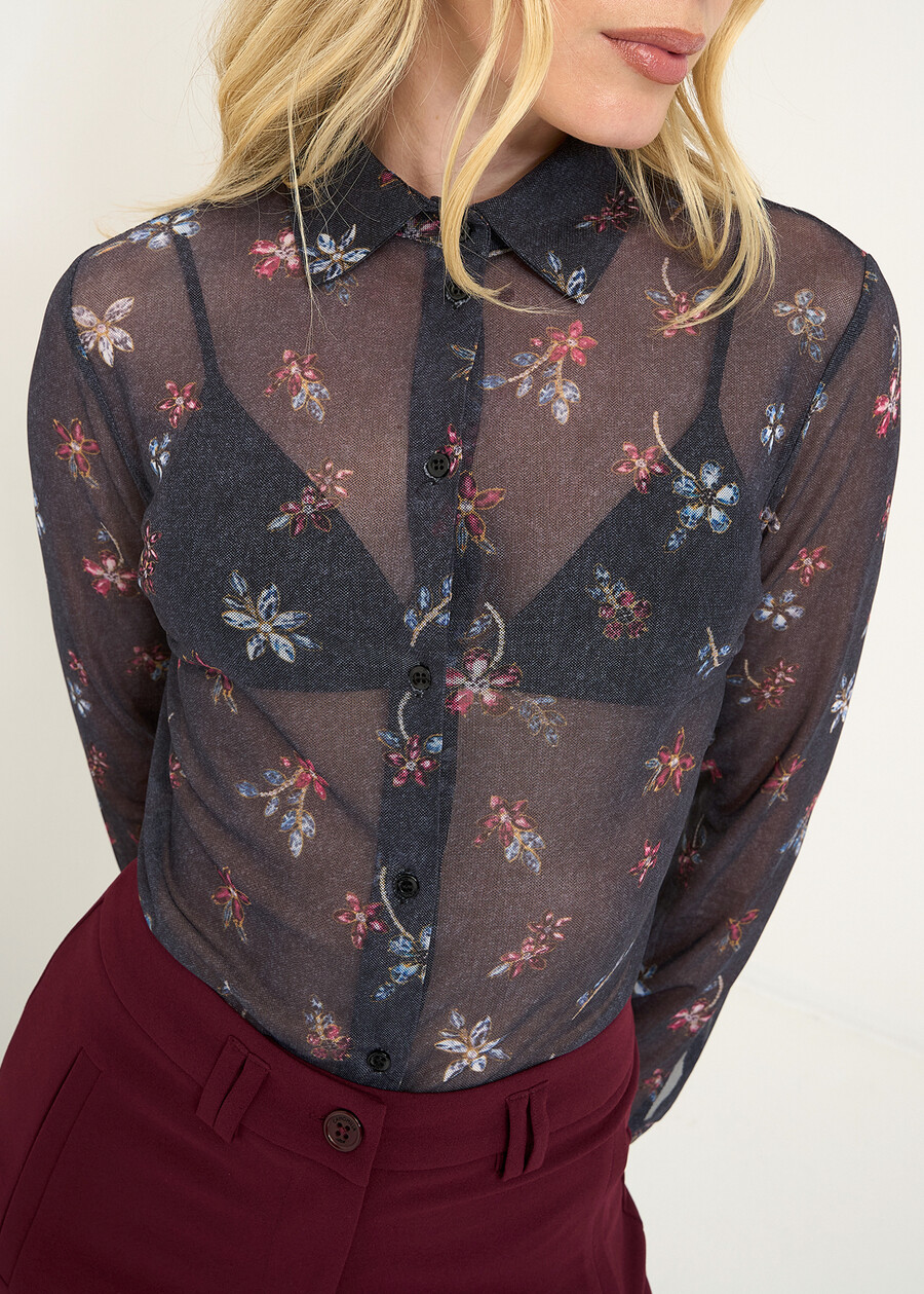 Camicia Carley in mesh floreale NERO Donna , immagine n. 2