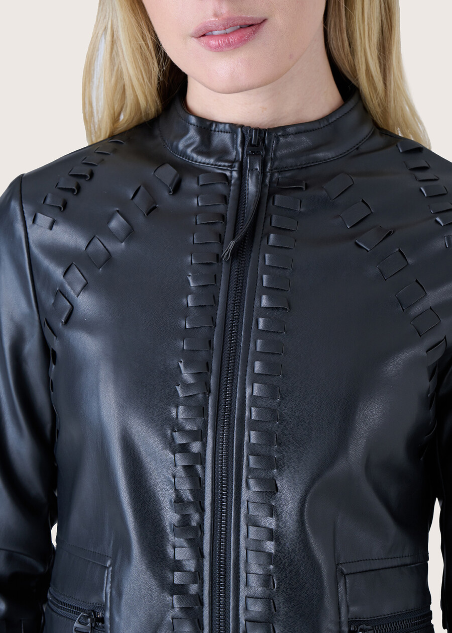 Gil eco-leather jacket NERO BLACKBIANCO ORCHIDEA Woman , image number 2