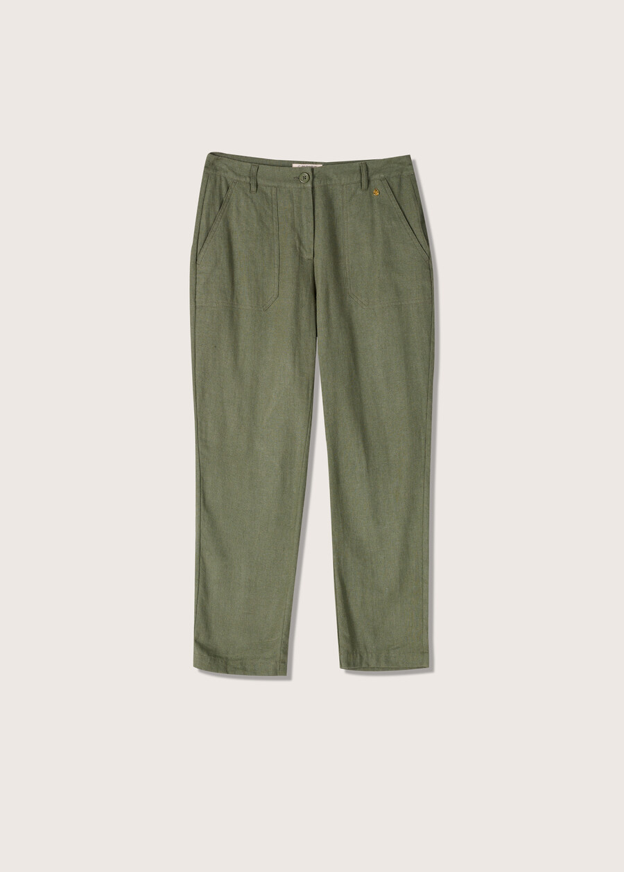 Pantaloni Paris in lino e cotone VERDE TIMOBLU AVION Donna , immagine n. 4