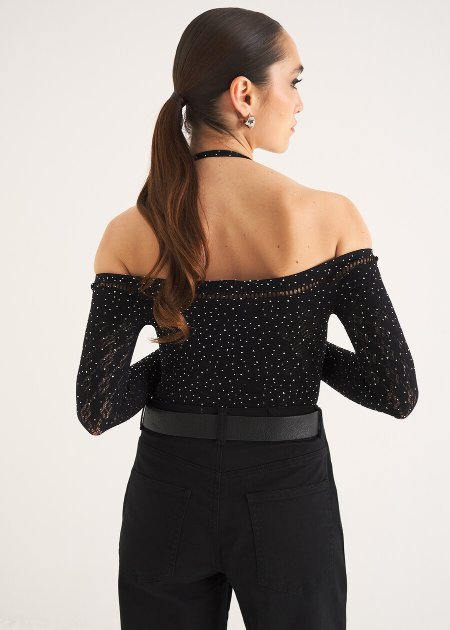 Saul rhinestone T-shirt NERO BLACK Woman , image number 3