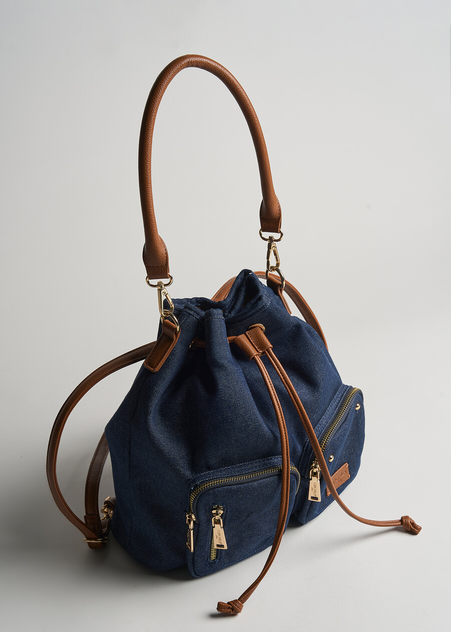 Secchiello Berta denim e pelle BLU Donna , immagine n. 2