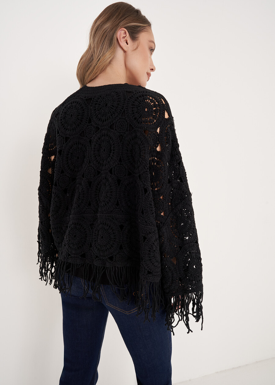 Cardigan Criss In Crochet BIANCO BURRONERO BLACK Donna , immagine n. 3