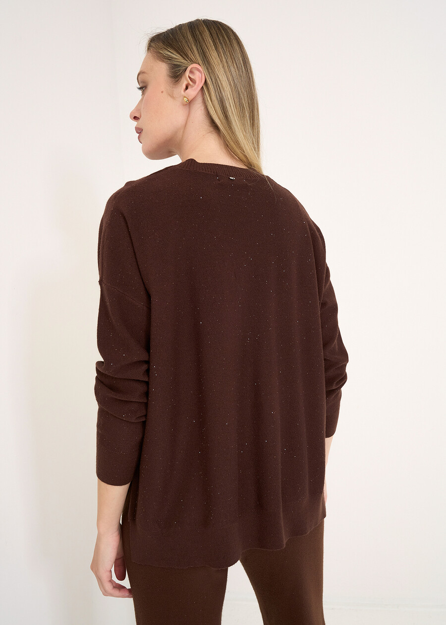 Milena knit top with micro-sequins MARRONE Woman , image number 4
