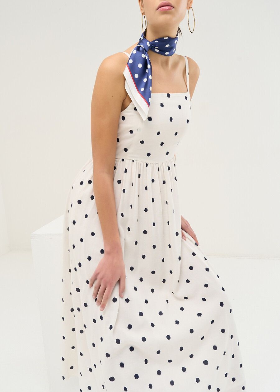 Arthur polka dot dress in linen blend BIANCO WHITE Woman , image number 3