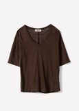 T-shirt Skyper in lino con scollo a V BEIGEMARRONEBIANCO WHITE Donna immagine n. 4