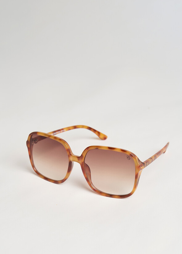 Occhiali da sole squadrati Seventies in policarbon MARRONE Donna null