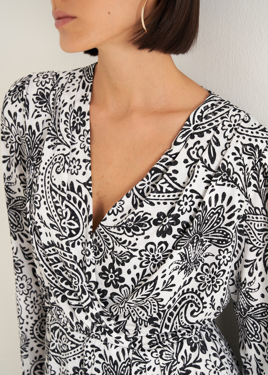 T-shirt Sary incrociata stampata BIANCO WHITE Donna , immagine n. 2