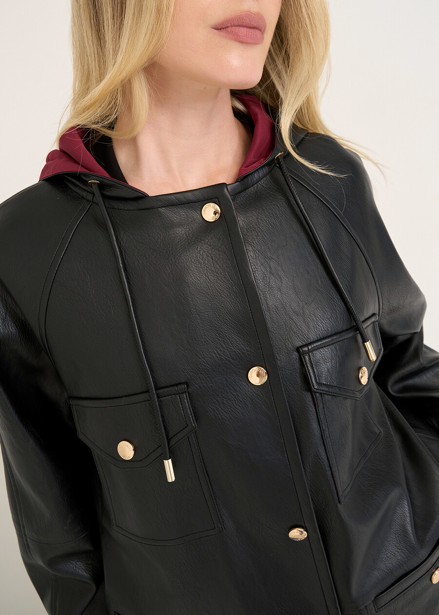 Gerard faux leather hooded jacket NERO Woman , image number 3