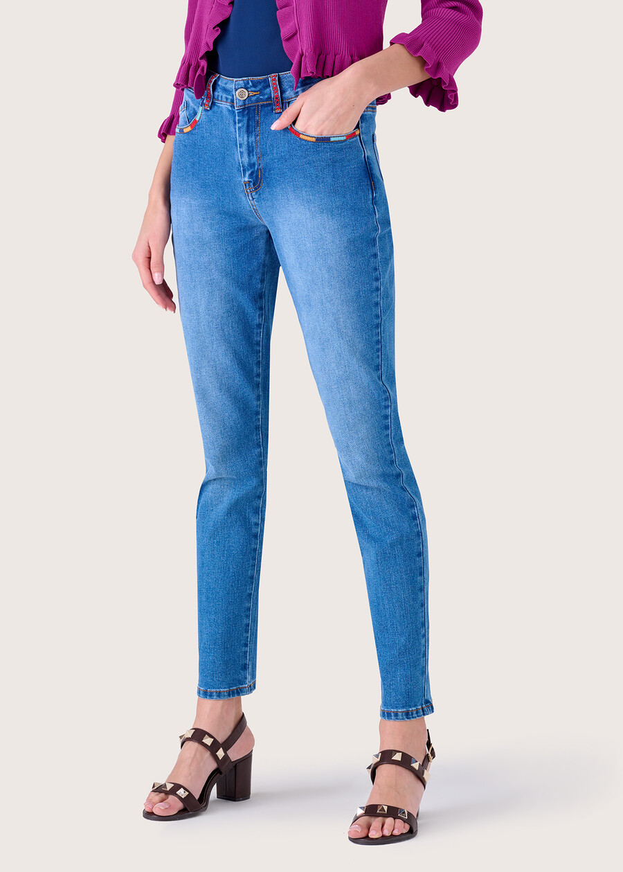 Kate denim trousers with embroidery DENI DENIM Woman , image number 2
