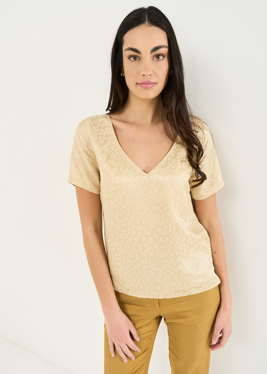 Birky jacquard blouse BEIGEBIANCO WHITE Woman , image number 1