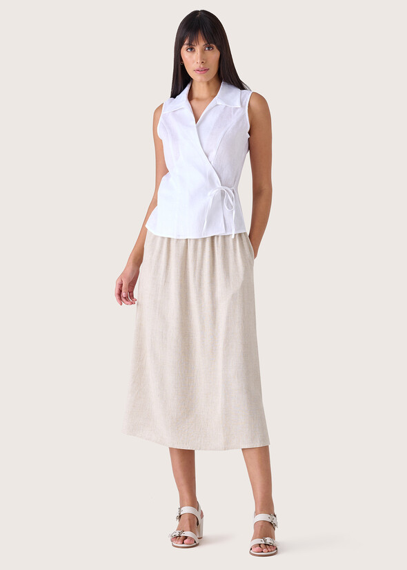 Gonna Gienah in lino e viscosa BEIGE SAFARI Donna null