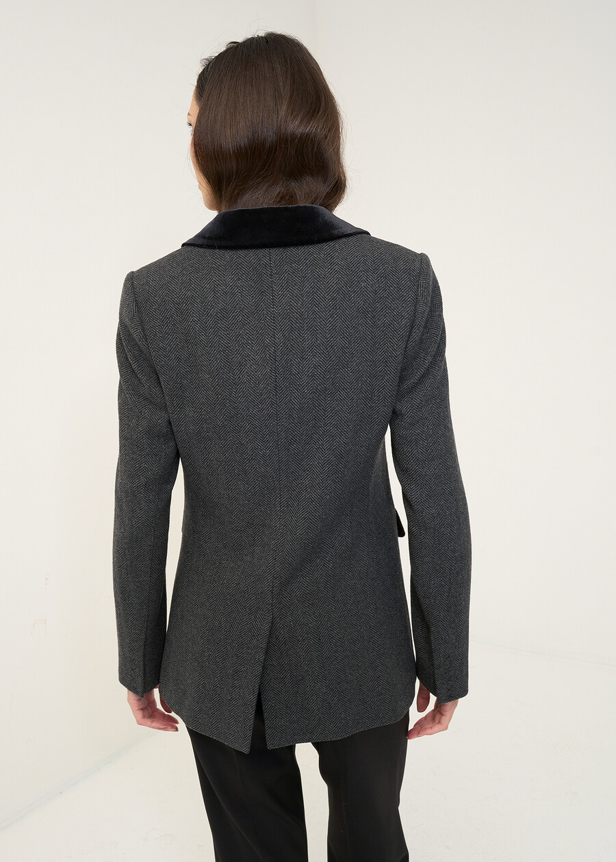Glenda wool blazer with velvet details NERO BLACK Woman , image number 4