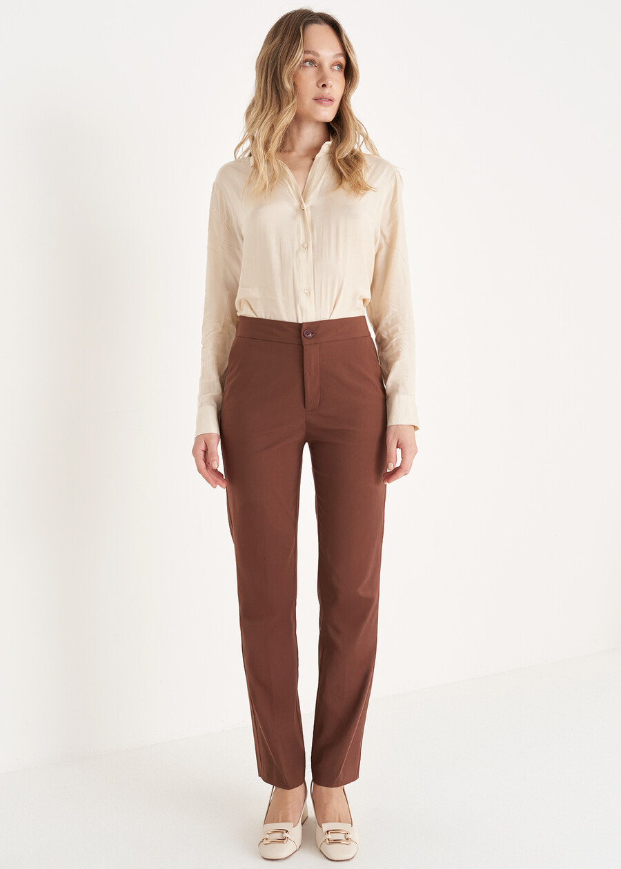 Pantalone Alice in bengalina BLUBIANCO WHITEMARRONENERO BLACK Donna , immagine n. 2